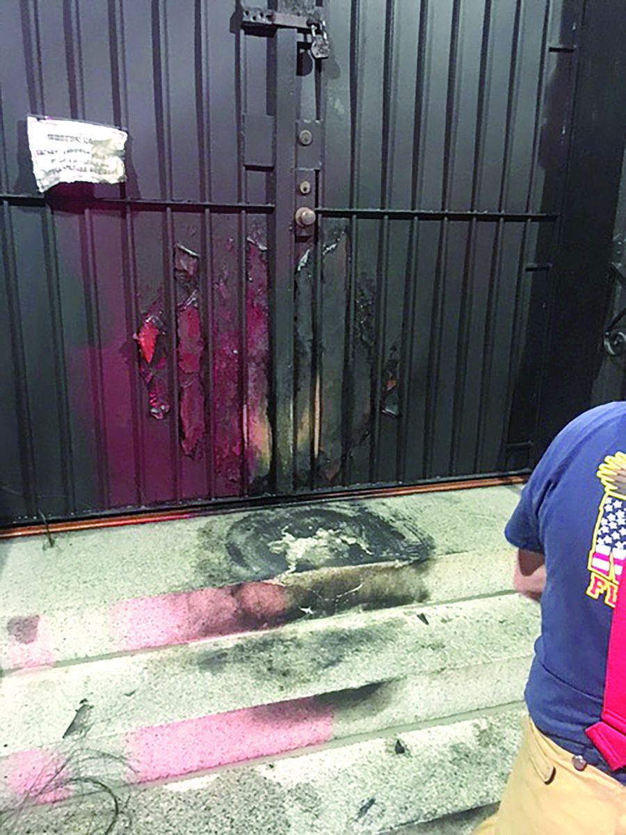 Thankfully the heavy duty security doors and prompt response from the fire department prevented major damage to the exterior.