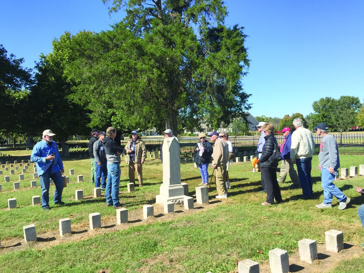 Tour group at the Carnton Confederate Cemetery in Franklin.