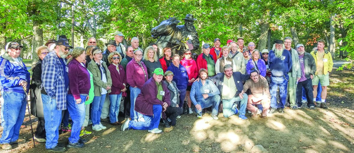 Members of the Longstreet Society pose with the General at Gettysburg.