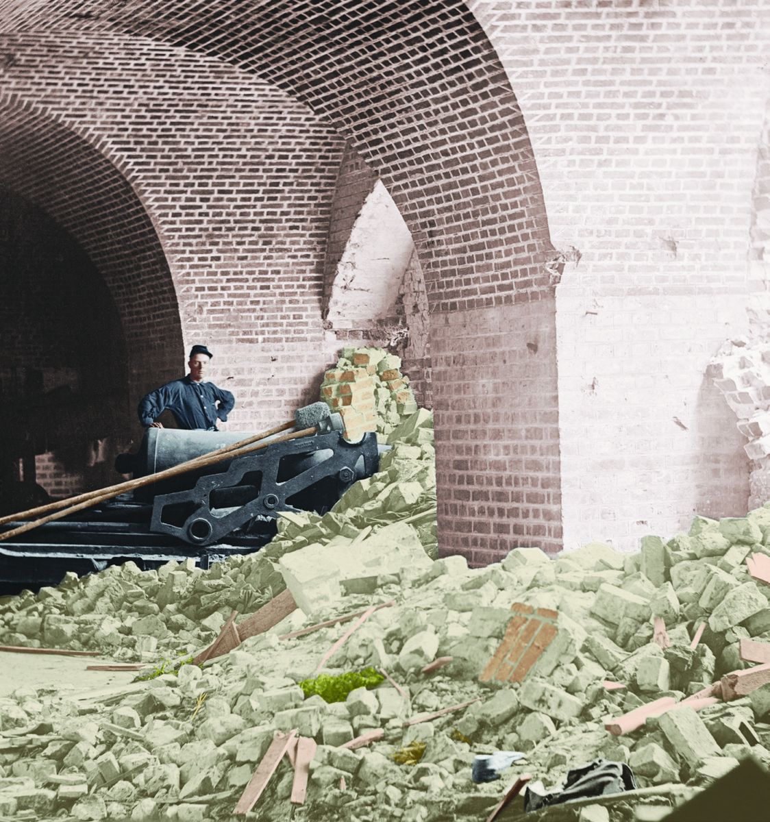Interior view of the breach; Fort Pulaski, Ga. (Library of Congress) Colorization © 2011 civilwarincolor.com courtesy civilwarincolor.com/cwn