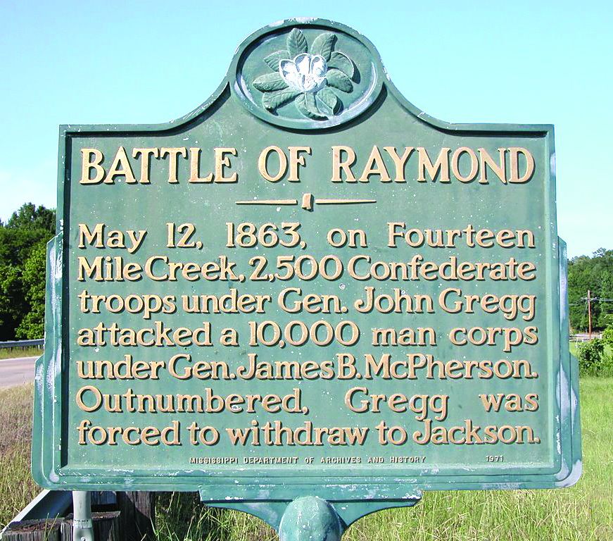 Historical marker for the Battle of Raymond.