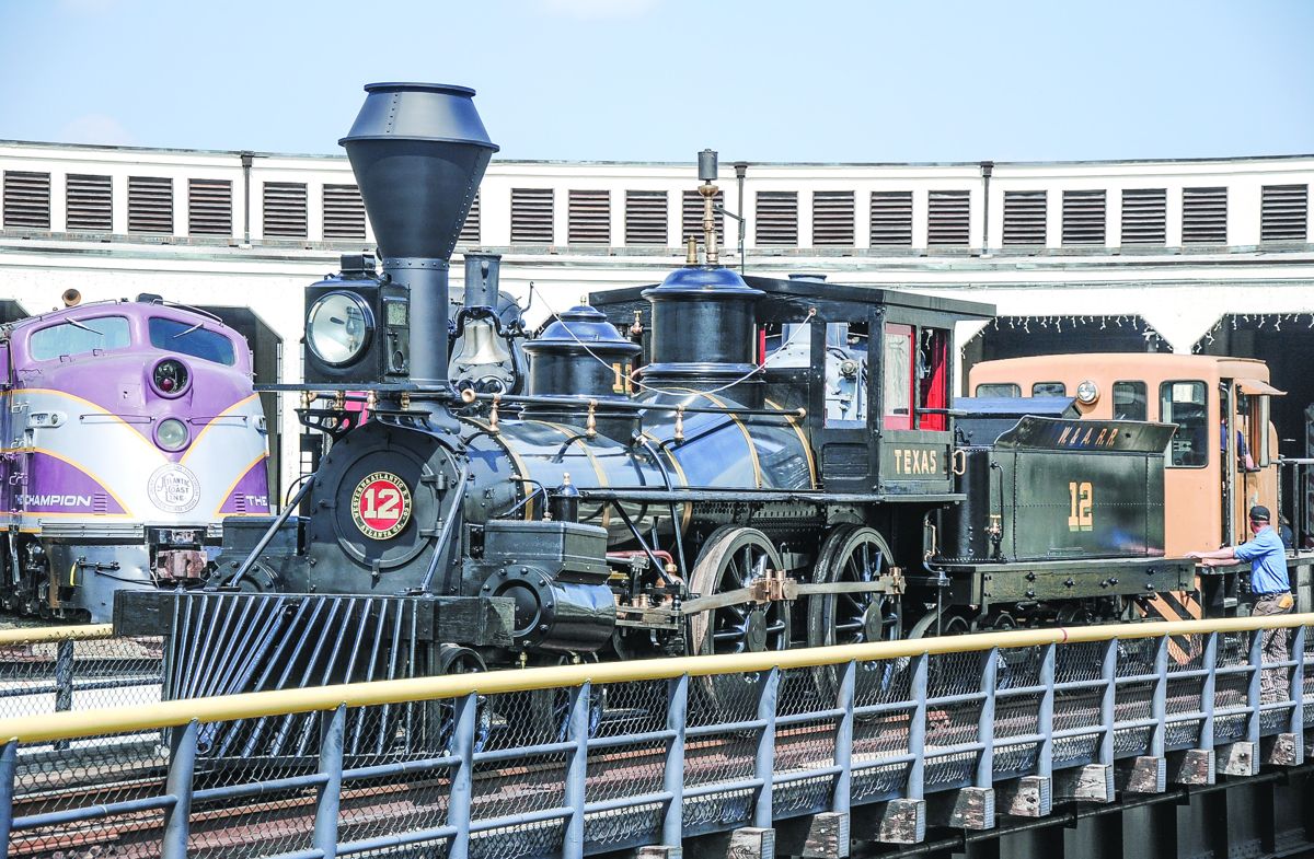 The newly-restored Texas is unveiled to the public on the 1924 turntable at the N.C. Museum of Transportation, April 28, 2017.