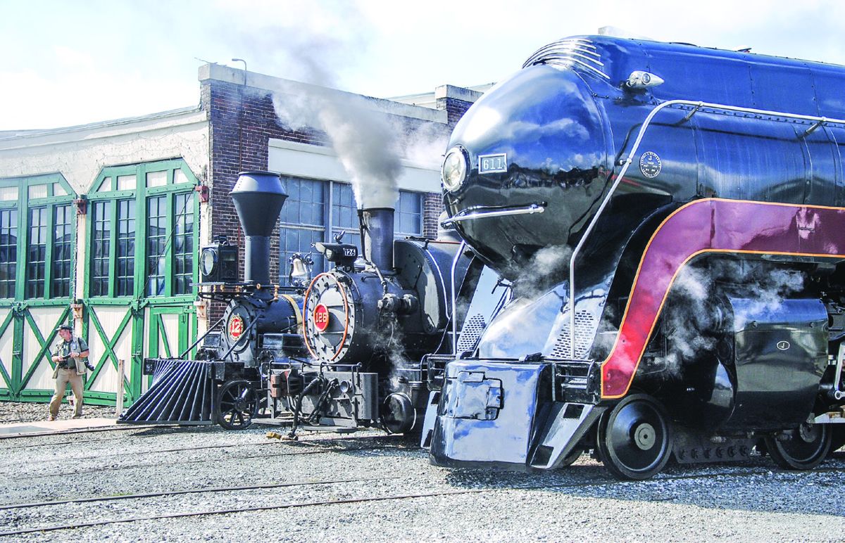 Although considered a giant in her time, the Texas was dwarfed by later locomotives, including the Lehigh Valley Coal Company 126 (1931, center) and the massive Norfolk & Western 611
