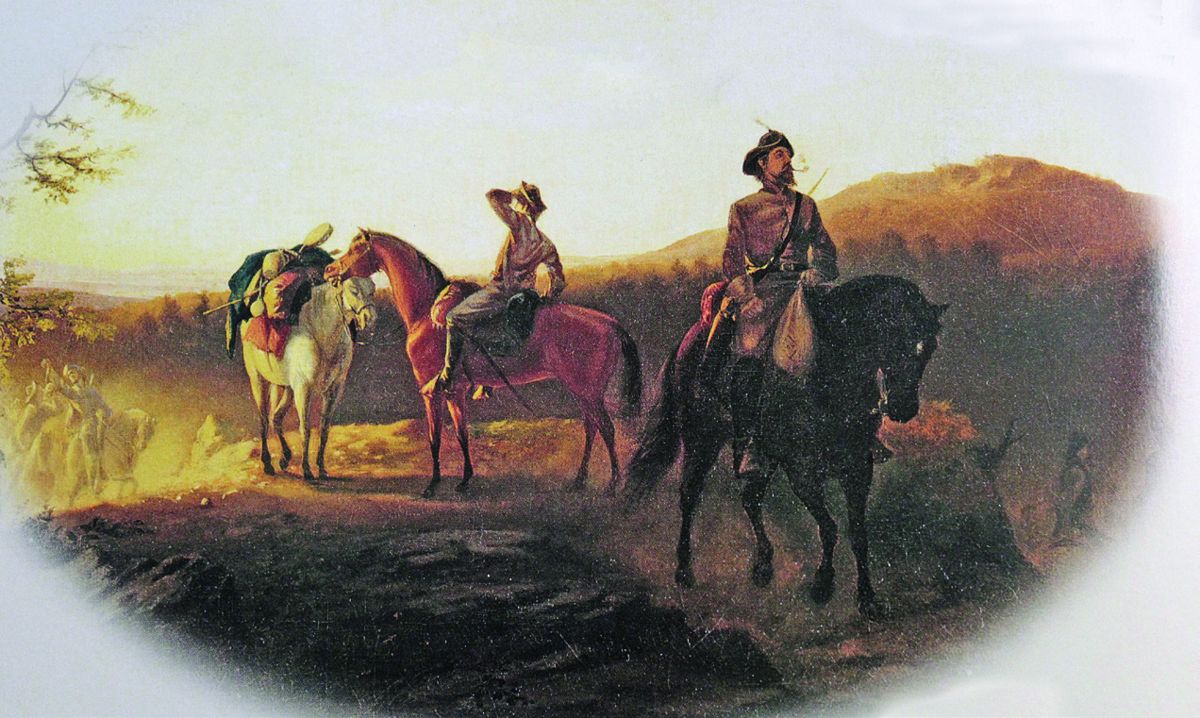 “The Scouts Return”, oil on canvas by John Adams Elder. Notice the similarity of the horse and background in this painting to the horse and background in Elder’s Appomattox paintings.