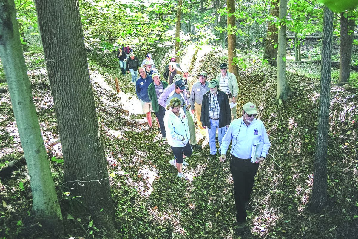 Will Greene leading a group of Civil War enthusiasts during a battlefield tour in Petersburg, Va.