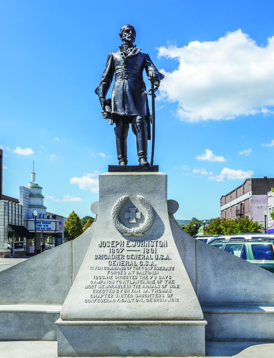 Bronze statue of Johnston in downtown Dalton, Ga.