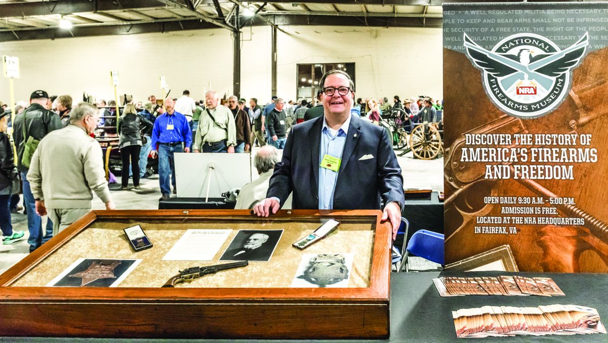 Philip Schreier, Senior Curator NRA Museums, with a display of three Civil War era Medals of Honor and a Colt Navy revolver ID’d to one of the recipients.