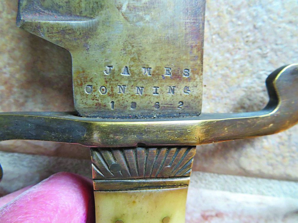 Whoever stamped this knife, it appears they put the M upside down. Very rarely are Confederate edged weapons dated with a stamp though often Confederate made Bowies are dry pencil etched with the dates of presentation.