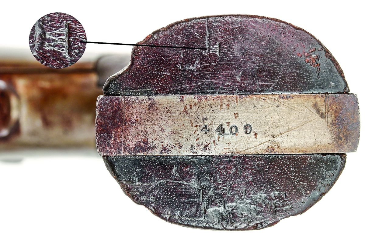 Close ups of the inspector and sub-inspection marks on Pettengill Army #4409.