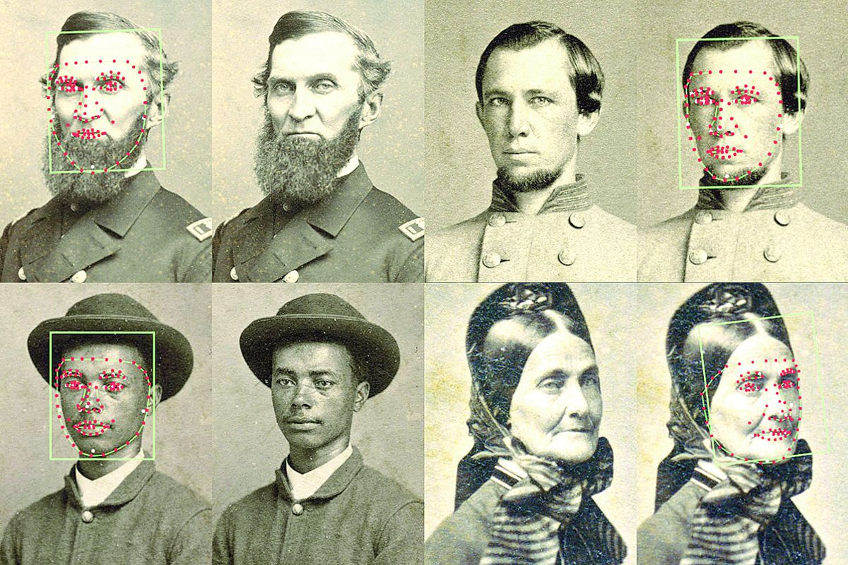 Sample images comparison using facial recognition software.