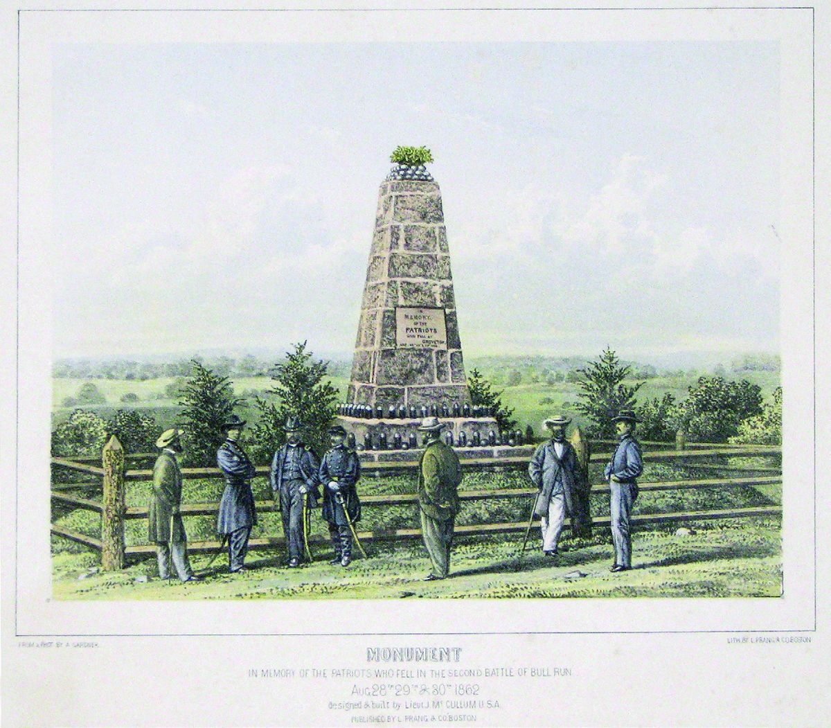 Prang’s print of the Second Bull Run Monument at Groveton.