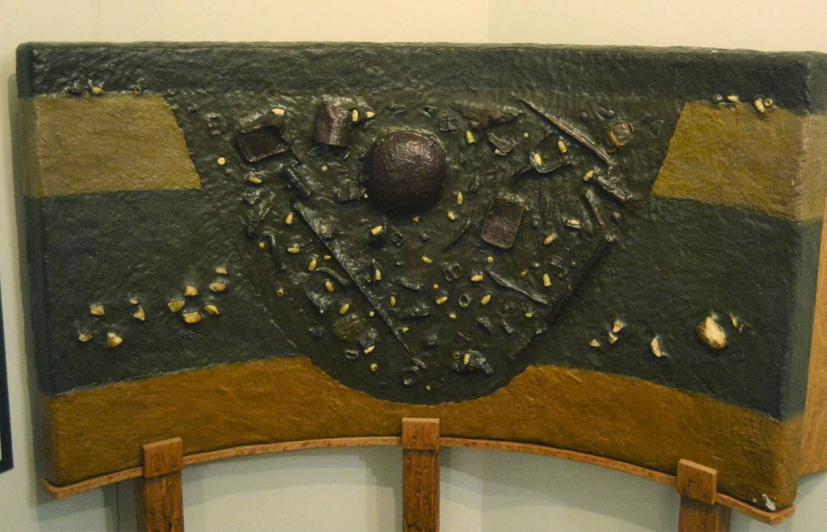 A display shows how trash dumps can be rich with archaeological finds.