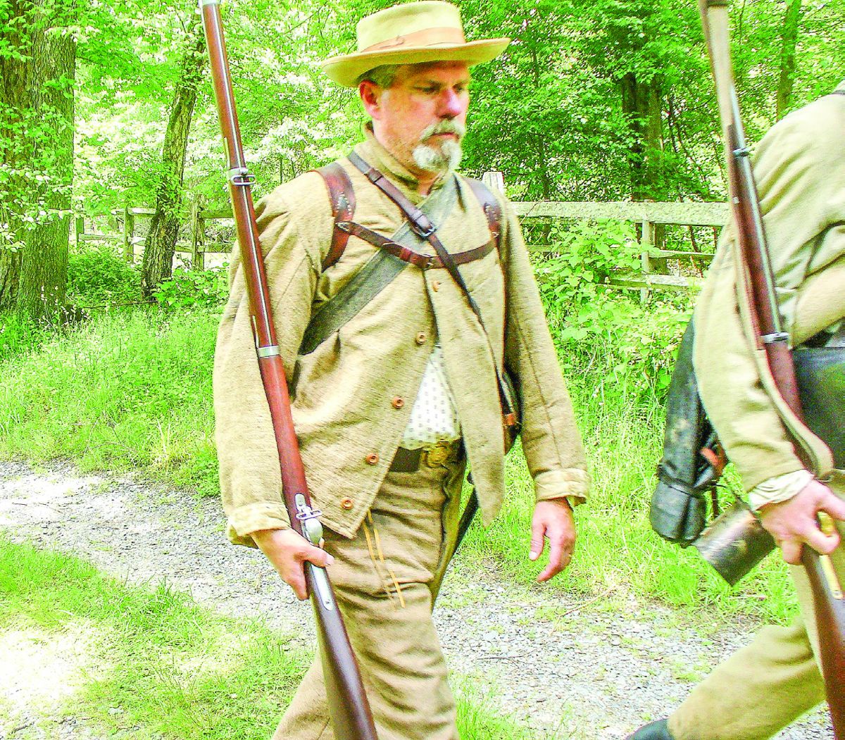 Alan Eney marching with the 5th Alabama back to camp after a long night on the picket line.