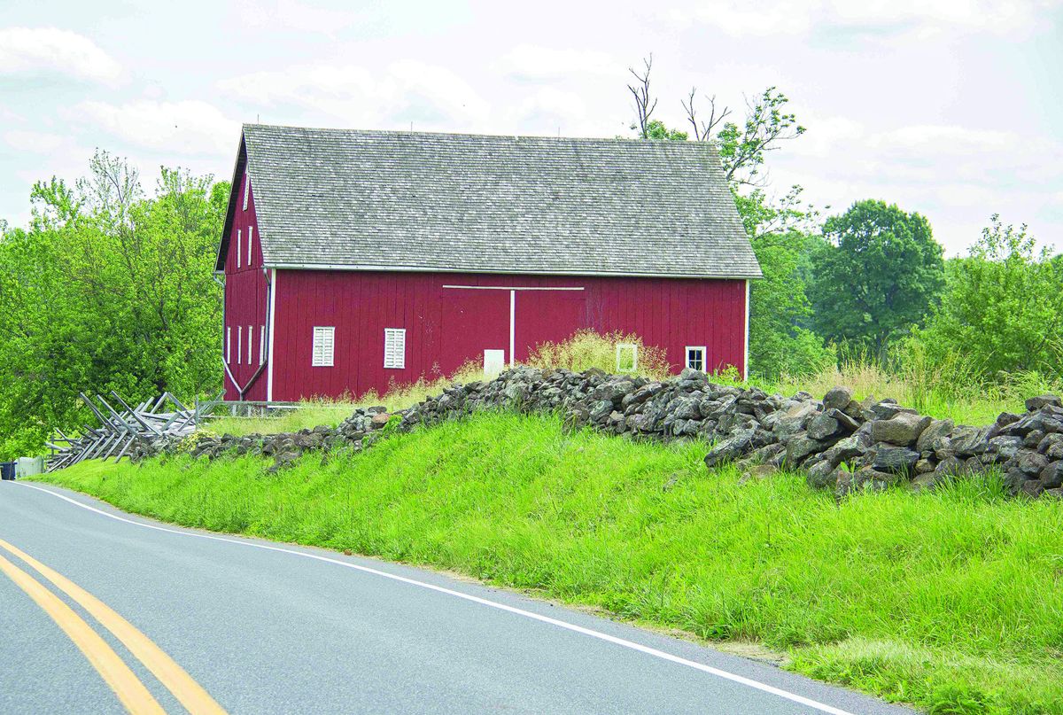 Stone wall along Taneytown Road at the Frey Farm Gettysburg.