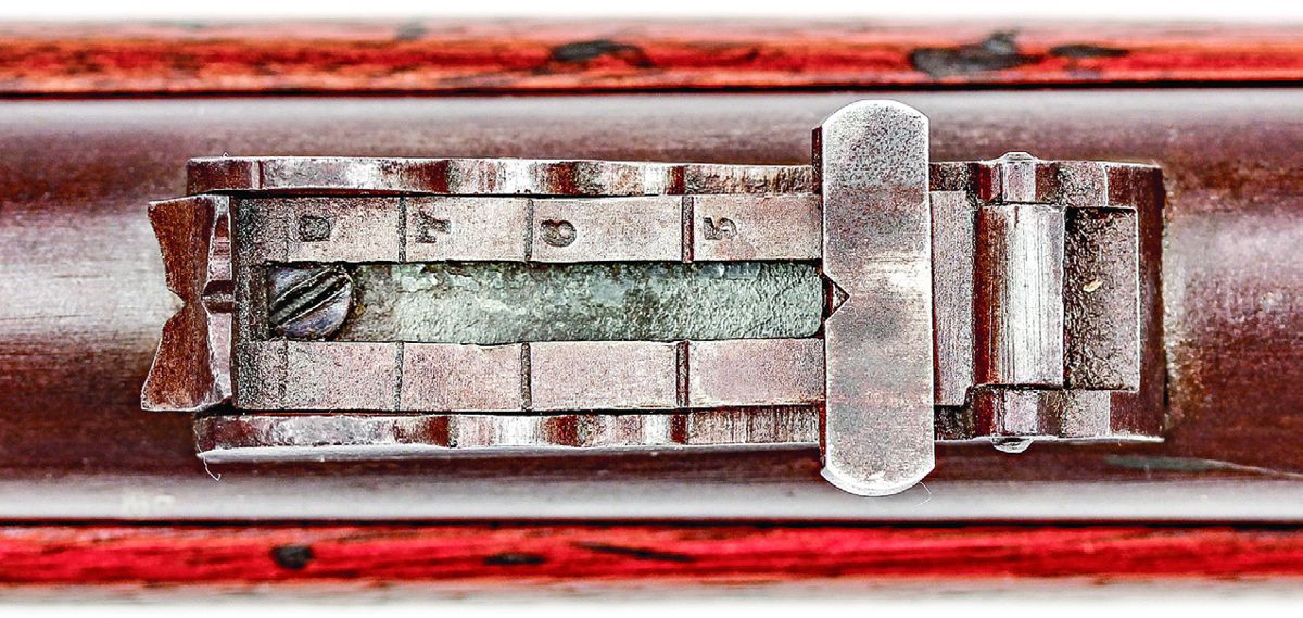 Standard “Whitney Pattern” long range rear sight on a J. Henry Rifle.