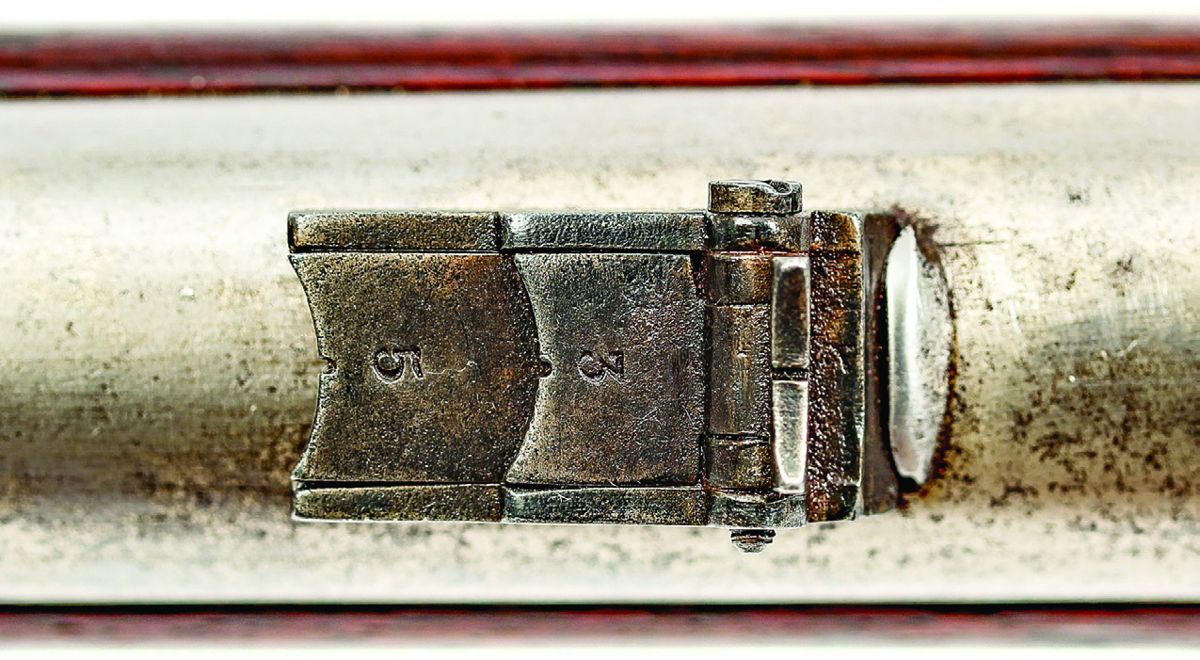 Less common M1858 pattern rear sight on a J. Henry Rifle.