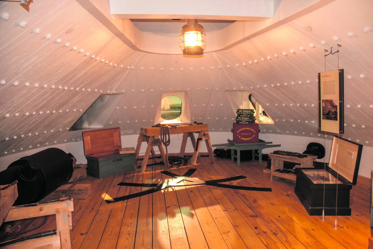 The section of recreated casemate offers visitors a glimpse of the ironclad CSS Virginia at the time of its conversion at the Gosport Navy Yard. (All photos by Bob Ruegsegger)
