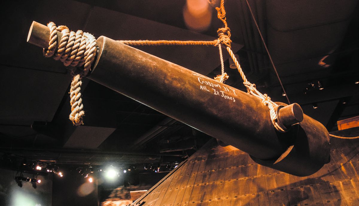 This exhibit depicts how the CSS Virginia’s guns were rigged and loaded aboard the ironclad at the Gosport Navy Yard.
