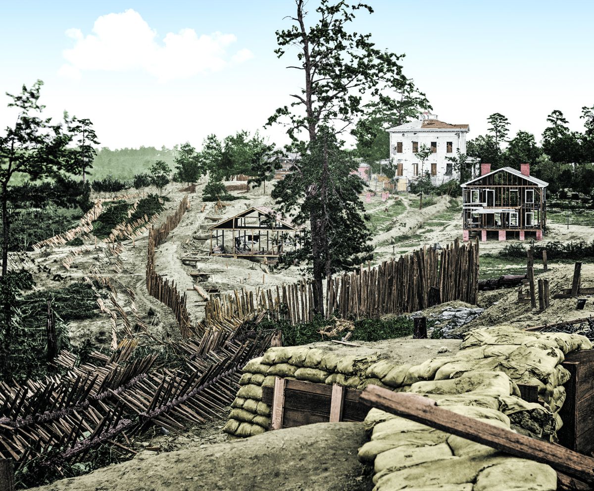 The Ponder House from Fort Hood. Colorization © 2018 civilwarincolor.com courtesy