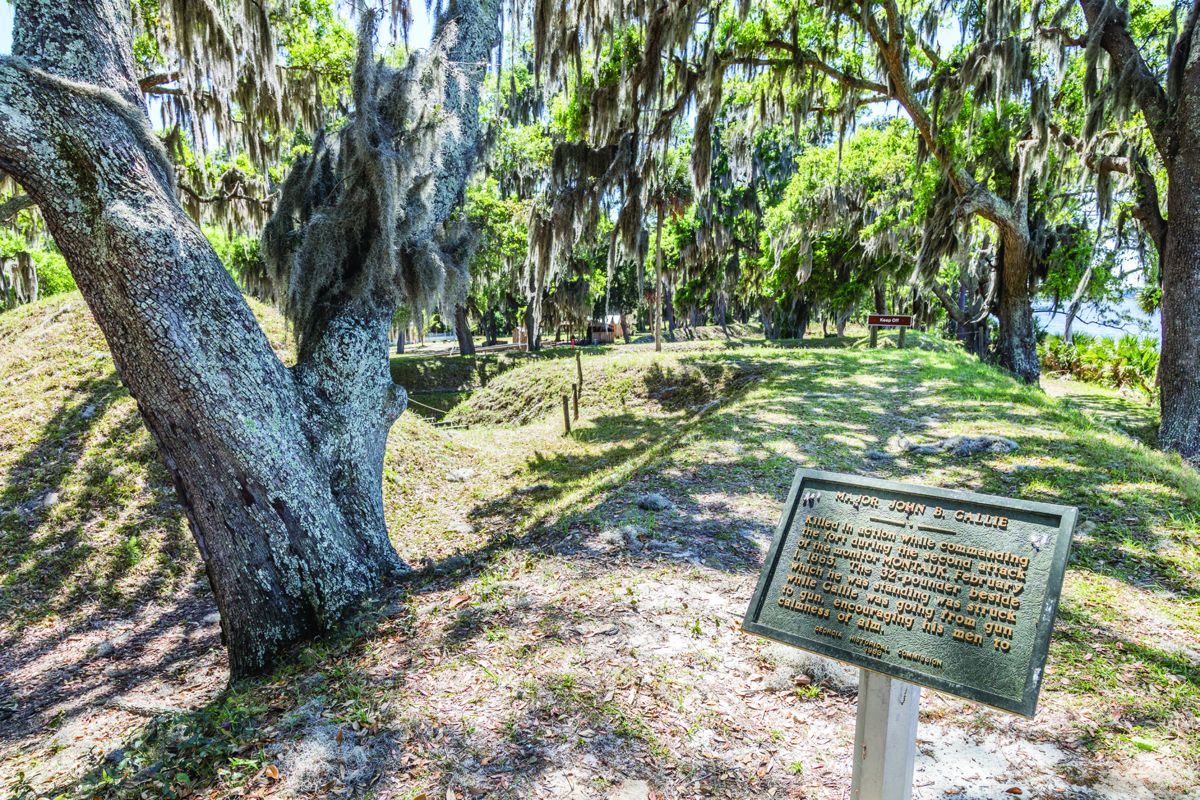 Fort McAllister looking down the works near the site where Major John B. Gallie was killed in action.