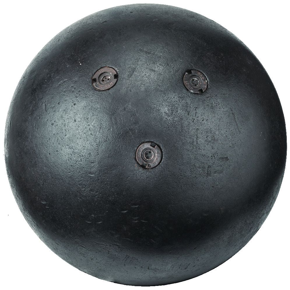 XV-inch Dahlgren Triple Fused Shell Projectile Diameter: 14.80 inches Cannon: XV-inch Dahlgren Smoothbore, Bore Dia.: 15 inches Weight: 329 pounds This shell was recovered at Fort McAllister.
