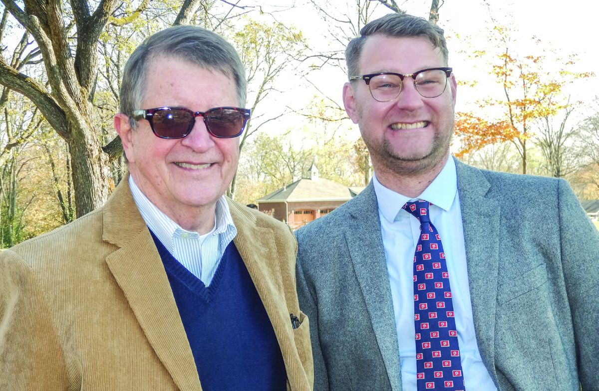 Left, Cullen Smith of Franklin’s Charge and right, Tim Hyder of the Tennessee Wars Commission.