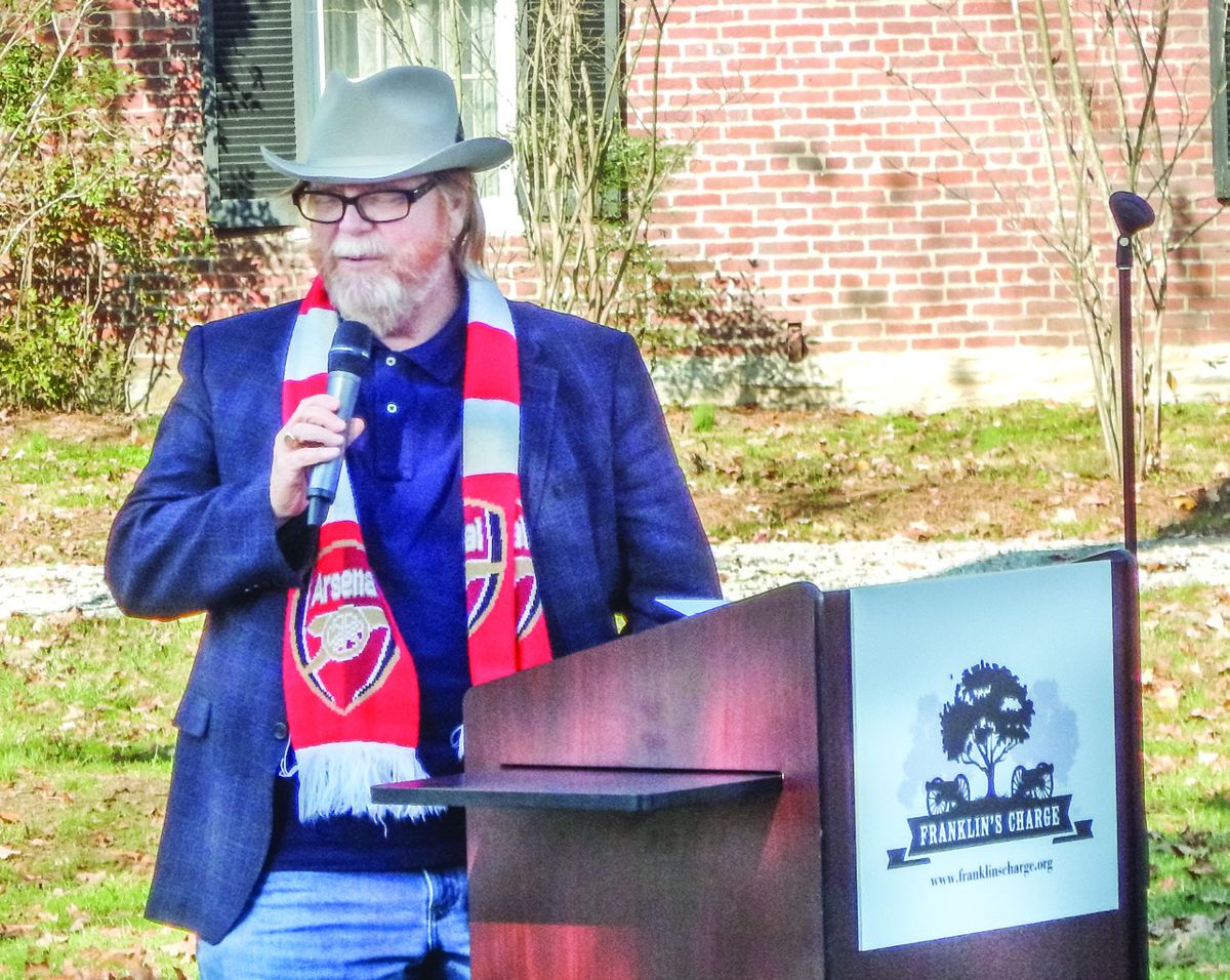 Tennessee State Historian Carroll Van West speaks at the cannon dedication.