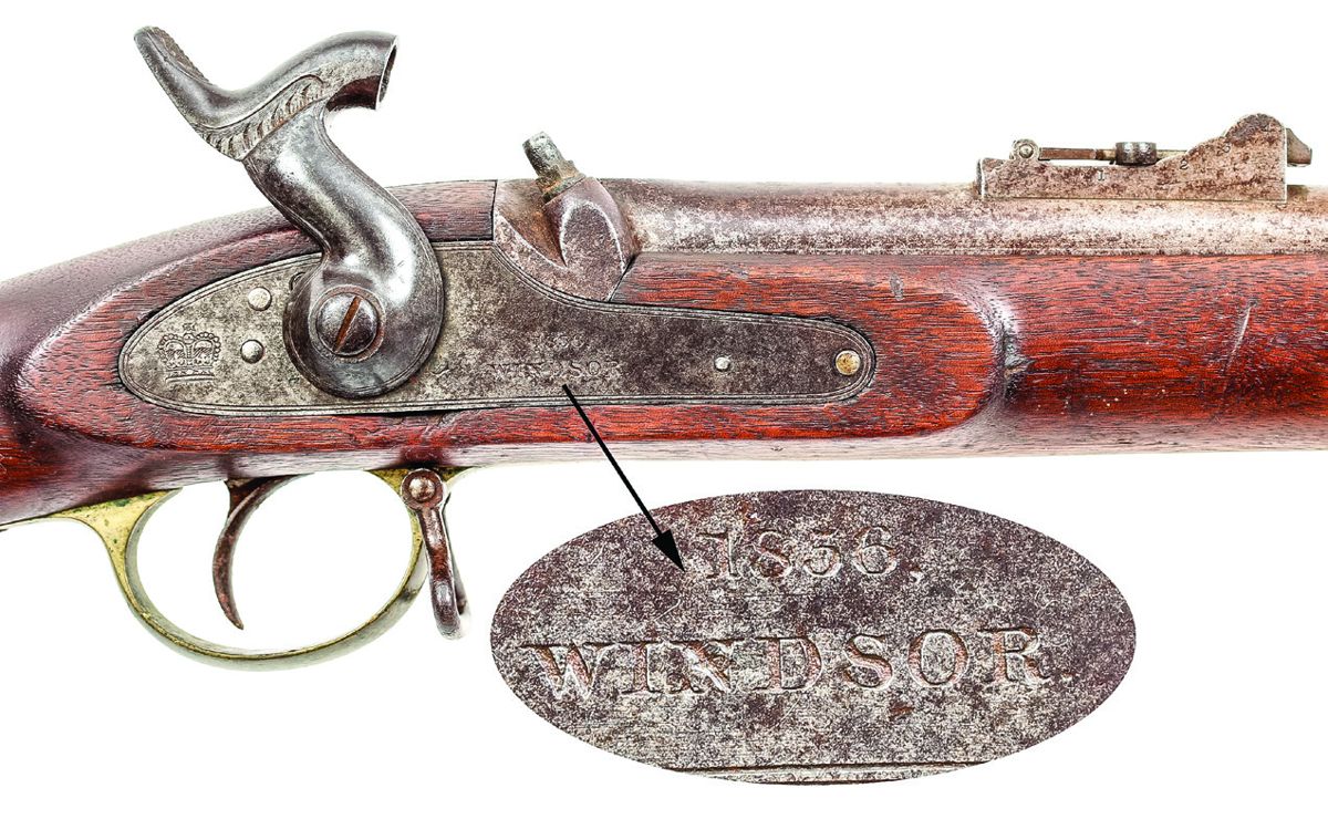 An early production Windsor Enfield lock dated 1855.