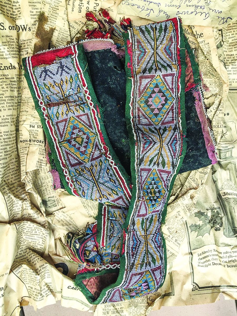 Bandolier bag, same era as quiver, but Great Lakes area, identified by Indian expert, Danica Farnand, as Anishinaabe.