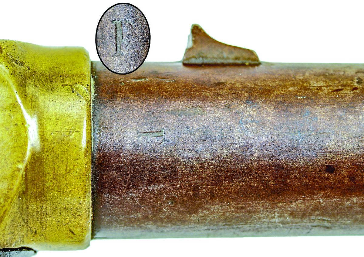 Danville style “P” proof on barrel of a Keen, Walker & Co. (All photos by Tim Prince)