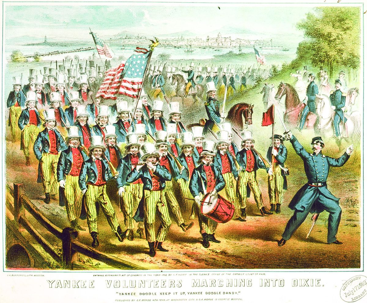 “Yankee Volunteers Marching into Dixie.”