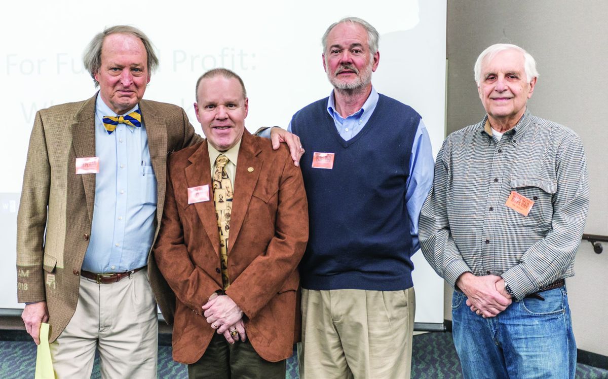 Our four speakers, from left: Steve Davis, Mike Shaffer, Gould Hagler and Sal Cilella.