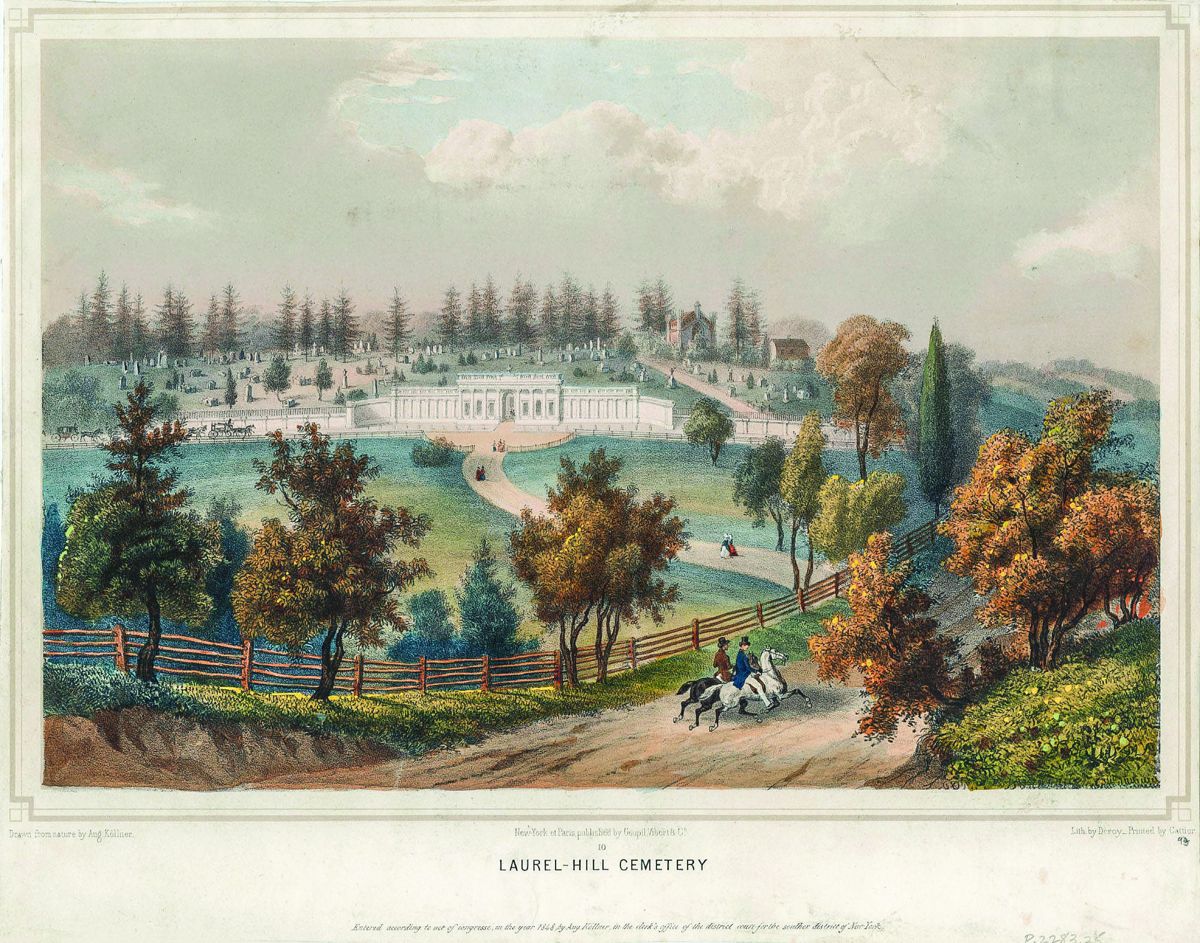 Laurel Hill Cemetery lithograph by Augustus Kollner.