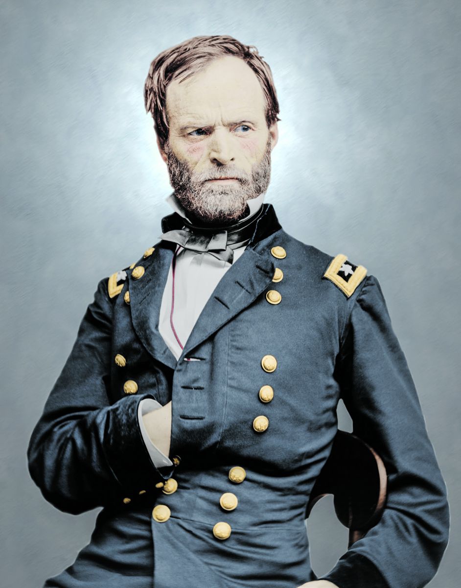 Major General Sherman “Old Tecumseh.” Colorization © 2012 civilwarincolor.com courtesy civilwarincolor.com/cwn. (Library of Congress)