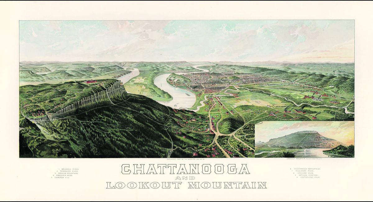 “Chattanooga and Lookout Mountain by Wellge and the American Fine Art Company, Milwaukee.”