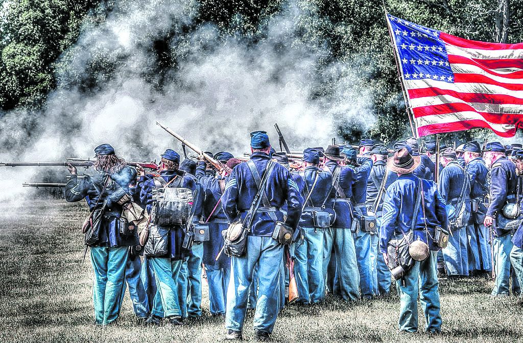 Union battle line firing during the event.