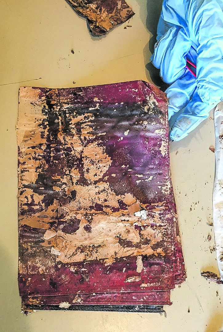 U.S. flag after removal from paper bundle.