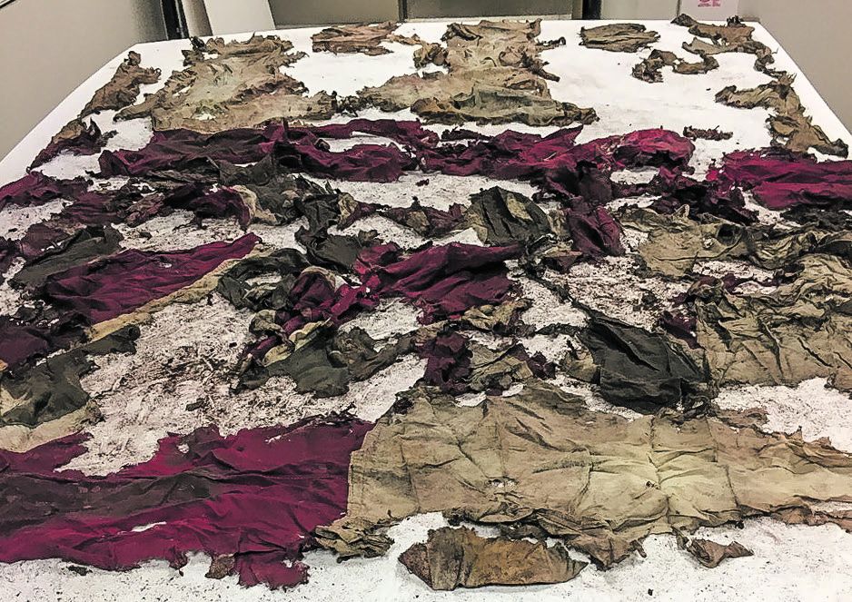 Fragments of the Confederate flag.