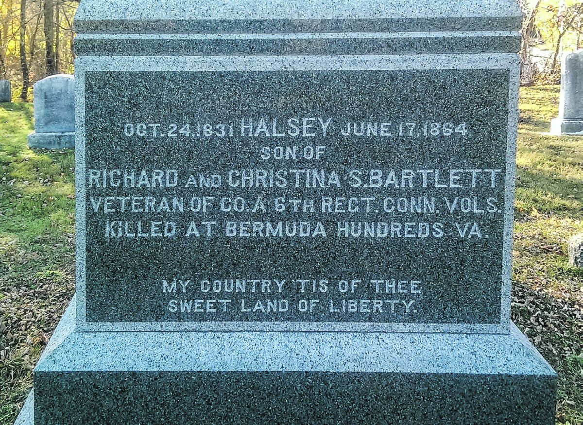 Headstone of Halsey M. Bartlett.