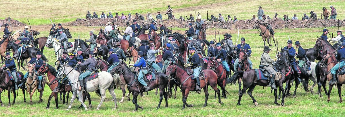 Cavalry engagement during the 155th anniversary. One of many reenactments held during the event.