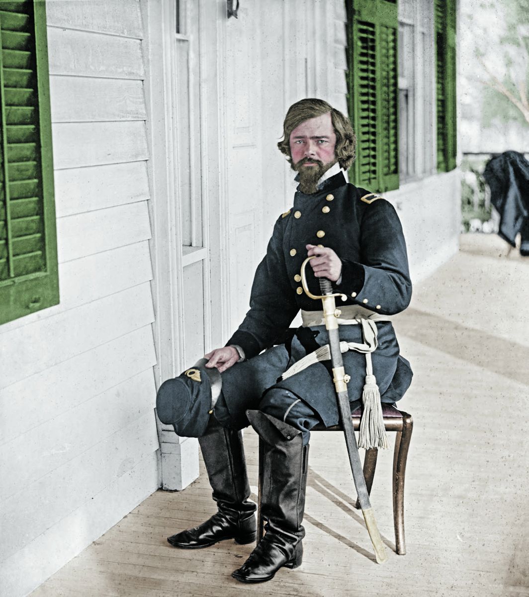 Gen. Isaac I. Stevens in Beaufort, S.C. Colorization © 2018 civilwarincolor.com courtesy civilwarincolor.com/cwn. (Library of Congress)