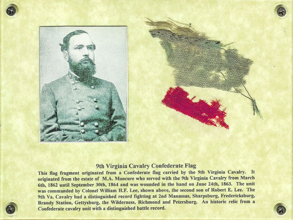 Souvenired piece from the first 1862-64 flag; from the Moncure estate 9th VA Flag prior to conservation.