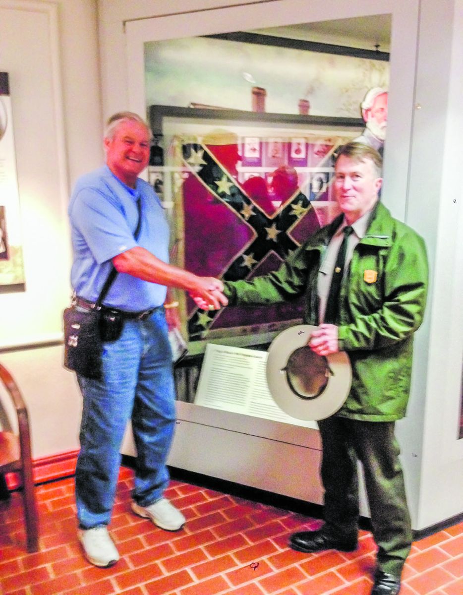 John Beckendorf with Appomattox Park Ranger Joe Williams April 9, 2015.