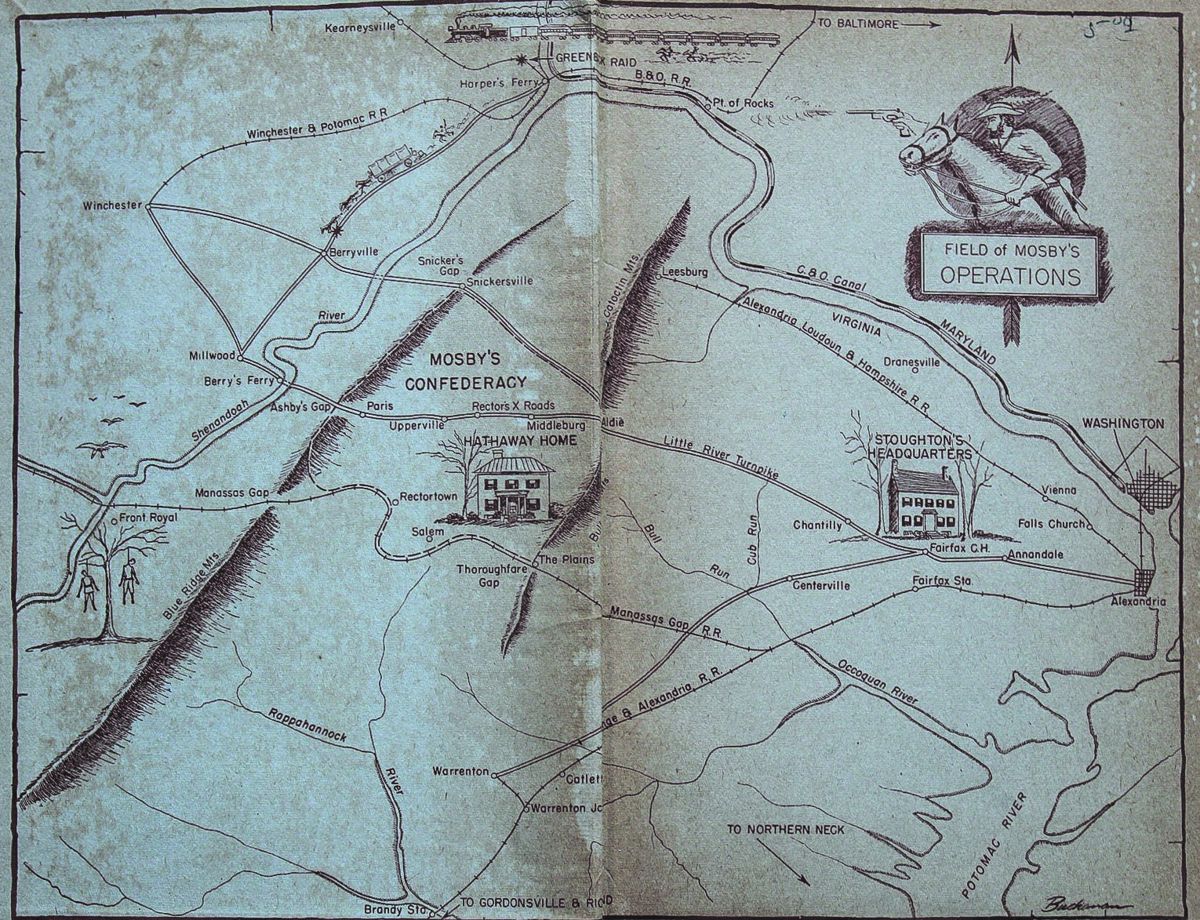 Map of Mosby’s Confederacy is the inside front of Jones’ biography.