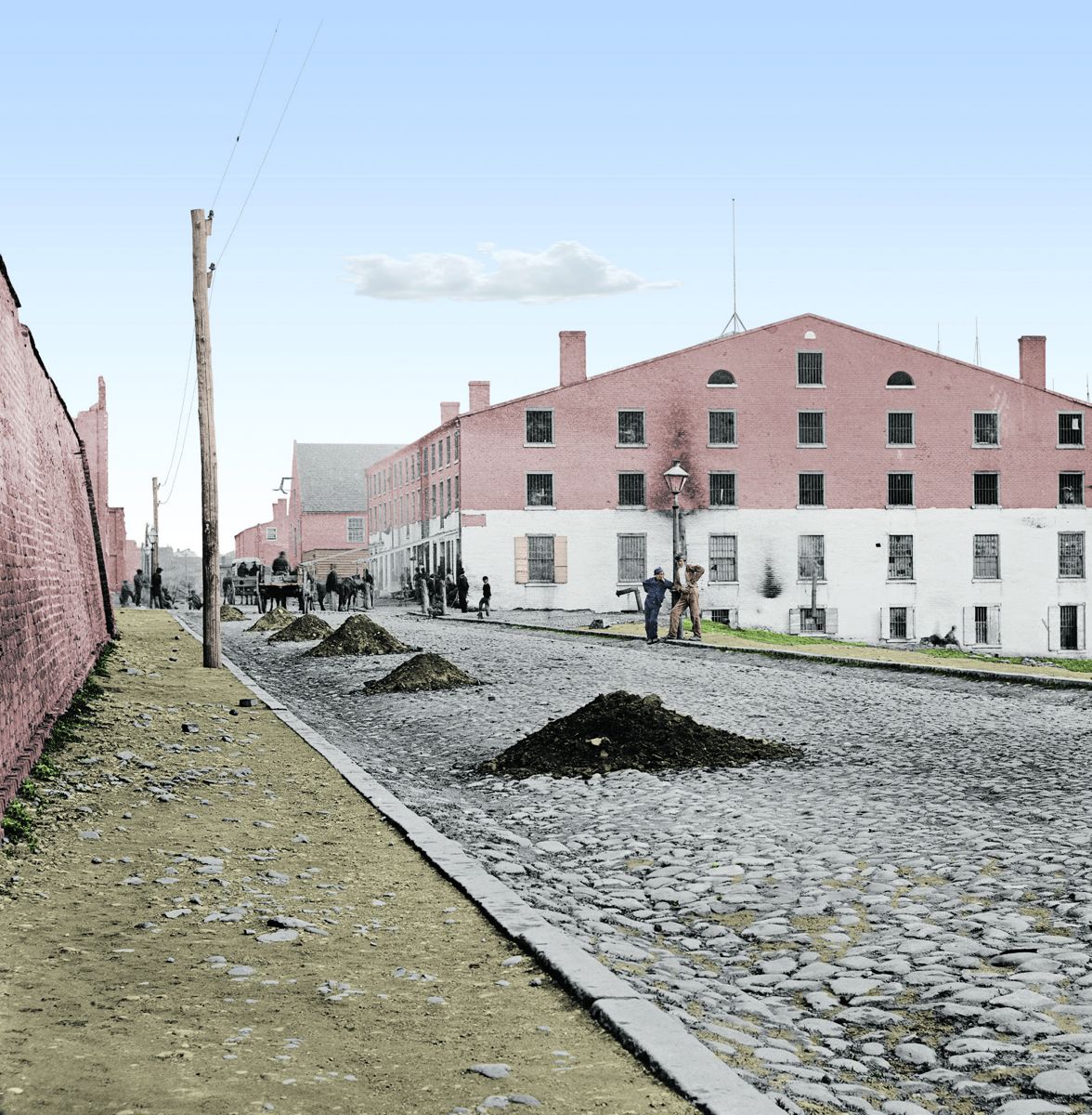 Libby Prison, Richmond, Virginia, April 1865; Colorization © 2012 civilwarincolor.com courtesy
