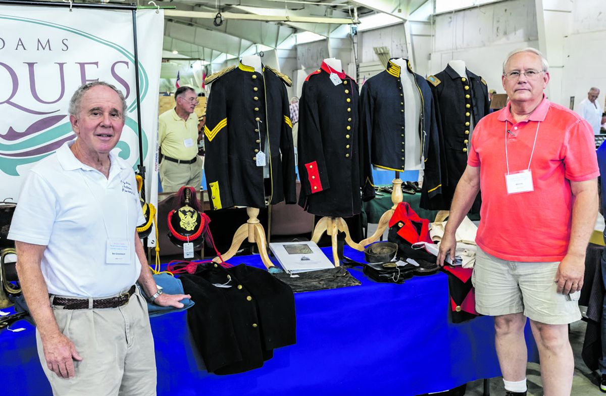 Ben Greenbaum and Bill Irvin, proprietors of Perry Adams Antiques, brought a selection of uniforms and other collectibles to the show.