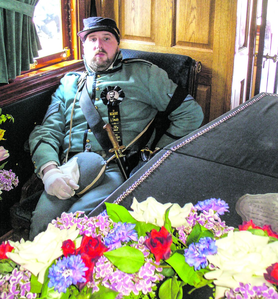 James Steinmetz, of Birdsboro, Penn., takes a rest after the train arrived in Elizabethtown.