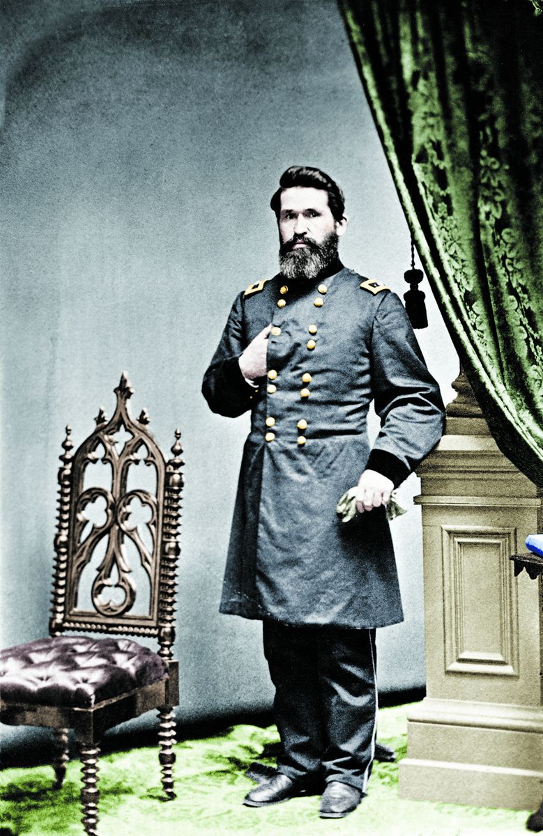 Gen. James G. Blunt. Colorization © 2019 civilwarincolor.com courtesy civilwarincolor.com/cwn. (Library of Congress)