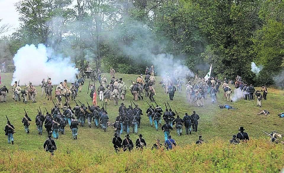 Shen 64. Federals attacking uphill. (Lillie Dodson Marshall)