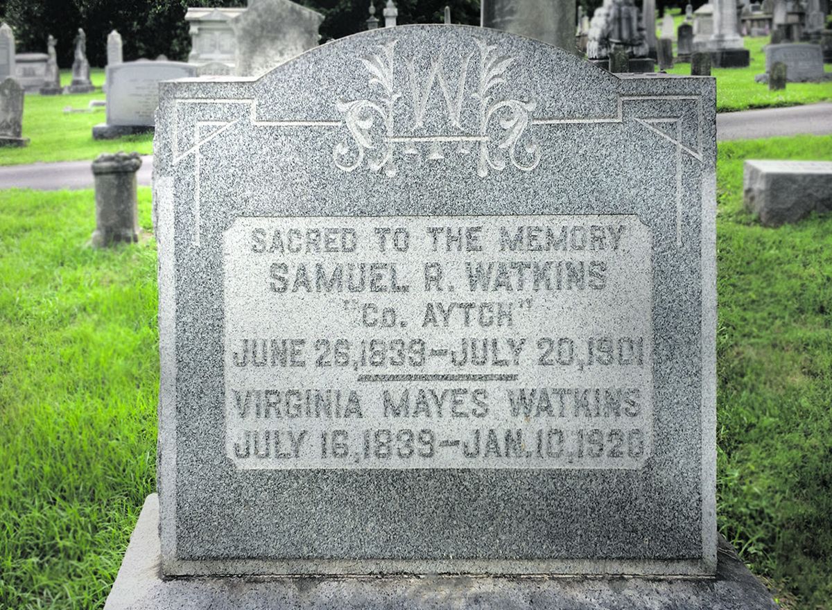 Sam Watkins’ headstone in Zion Presbyterian Church Cemetery